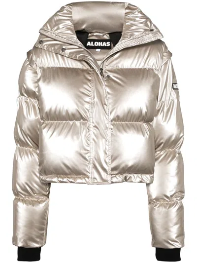 Alohas Chicago Cropped Puffer Jacket In Gold