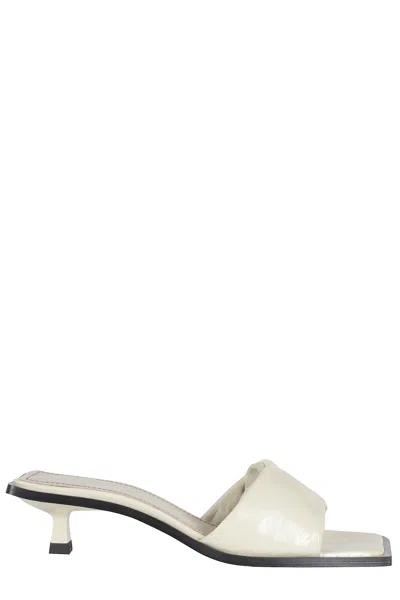 Alohas Cream Kia Square-toe Leather Mules In Neutral
