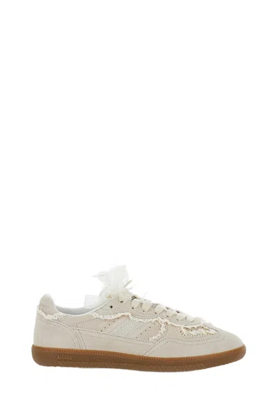 Alohas Cream Suede Low-top Sneakers With Intricate Crochet Detailing In Multi