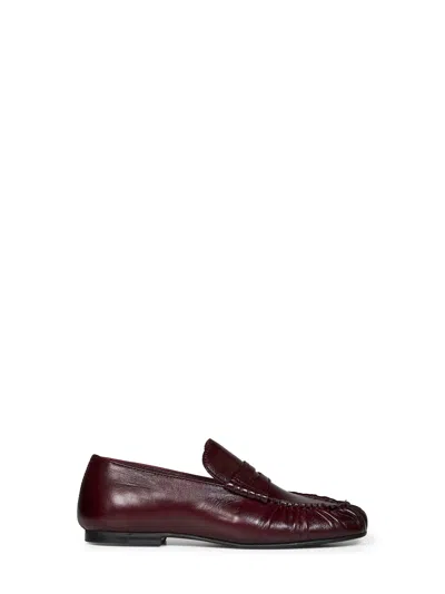 Alohas Crinkled Leather Loafer In Burgundy