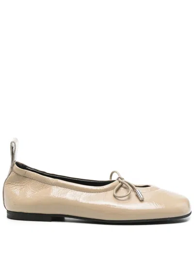Alohas Unlined Leather Slip-ons With Adjustable Drawstring For Women In Neutral