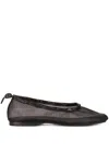 Alohas Gill Mesh Black Leather Ballet Flats In Nero