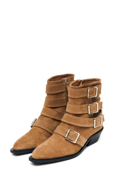 Alohas Eras Buckle Strap Bootie In Brown