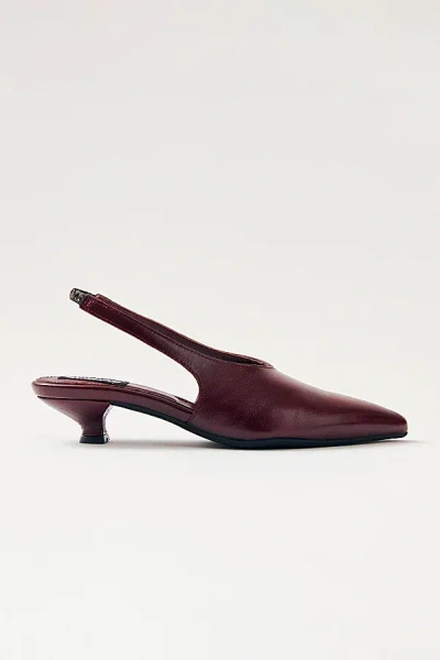 Alohas Eros Leather Slingback Kitten Heel In Burgundy, Women's At Urban Outfitters