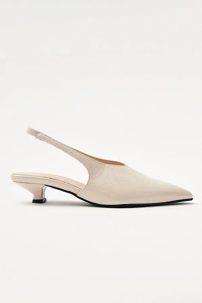 ALOHAS EROS LEATHER SLINGBACK KITTEN HEEL IN CREAM, WOMEN'S AT URBAN OUTFITTERS