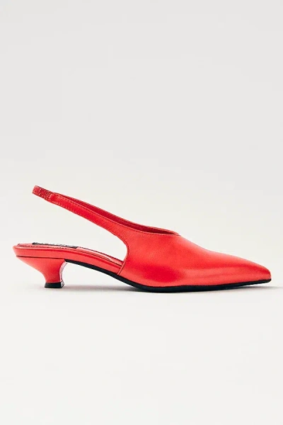 Alohas Eros Leather Slingback Kitten Heel In Red, Women's At Urban Outfitters In Red