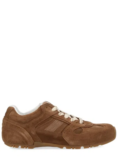 Alohas Suede Leather Sneakers With Classic Lace-up Design In Brown