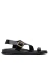 Alohas Flat Sandals With Adjustable Gold Buckle In Black