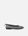 Alohas Gill Mesh Black Leather Ballet Flats