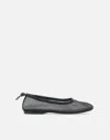 Alohas Gill Mesh Black Leather Ballet Flats