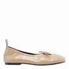 Alohas Rosalind Lace-up Leather Ballerina Flats In Neutral