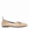 Alohas Rosalind Lace-up Leather Ballerina Flats In Neutral