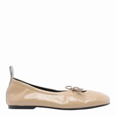 Alohas Rosalind Lace-up Leather Ballerina Flats In Neutral