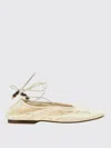 Alohas 'rosemary' White Ballet Flats With Embroidered Design Ankle Knot Closure