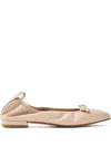 Alohas Freya Bow-detail Square-toe Flats In Neutral