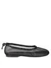 Alohas Gill Mesh Black Leather Ballet Flats In Black