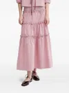 Alohas Gingham Ruffled Midi Skirt In Pink