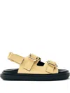Alohas Harper Leather Slingback Buckled Sandal In Vanilla, Women's At Urban Outfitters In Yellow
