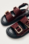 Alohas Harper Leather Slingback Buckled Sandal In Burgundy, Women's At Urban Outfitters