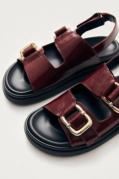 Alohas Harper Leather Slingback Buckled Sandal In Burgundy, Women's At Urban Outfitters