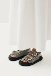 Alohas Harper Leather Slingback Buckled Sandal In Soft Grey, Women's At Urban Outfitters