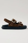 Alohas Harper Leather Slingback Buckled Sandal In Soft Tan, Women's At Urban Outfitters In Soft Tan