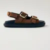 Alohas Harper Suede Leather Sandals In Suede Brown