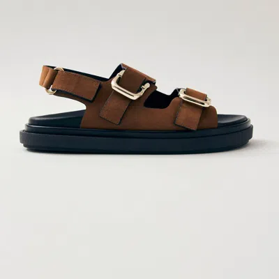 Alohas Harper Suede Leather Sandals In Brown