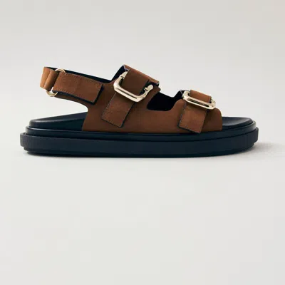 Alohas Harper Suede Leather Sandals In Suede Brown