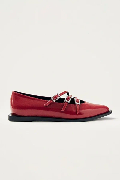 Alohas Jive Onix Leather Buckle Ballet Flat In Red, Women's At Urban Outfitters