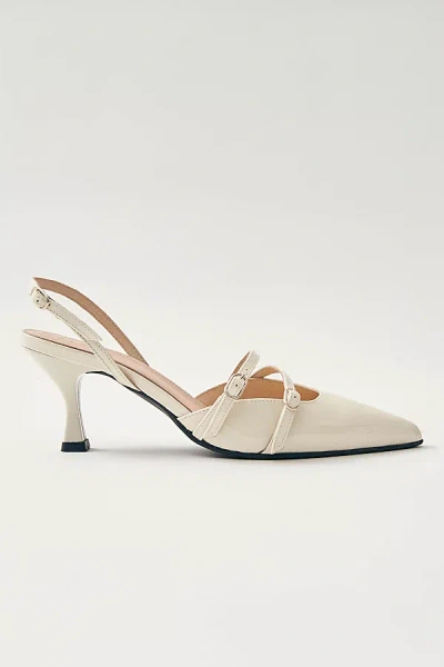 Alohas Joelle Leather Kitten Heel In Creme, Women's At Urban Outfitters