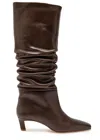 Alohas 50mm Kalila Gathered Leather Tall Boots In Brown