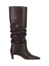 Alohas 50mm Kalila Gathered Leather Tall Boots In Brown