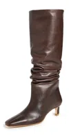 Alohas 50mm Kalila Gathered Leather Tall Boots In Brown