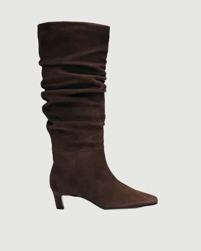 Alohas Kalila Suede Brown Leather Boots In Black