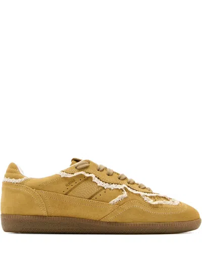 ALOHAS LACE-TRIMMED SUEDE SNEAKERS