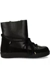 Alohas Lace-up Leather Snow Boots In Black