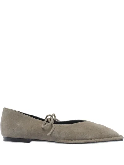 Alohas Lace-up Suede Flats In Green