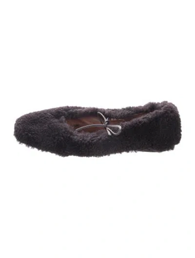 Pre-owned Alohas Lambswool Leather Trim Embellishment Moccasins In Blue