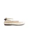 Alohas 'rosemary' White Ballet Flats With Embroidered Design Ankle Knot Closure