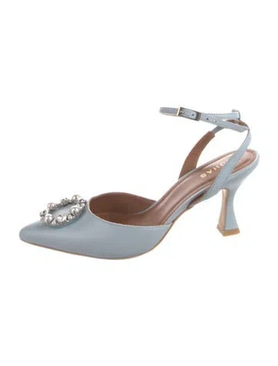 Pre-owned Alohas Leather Beaded Accents Pumps In Blue