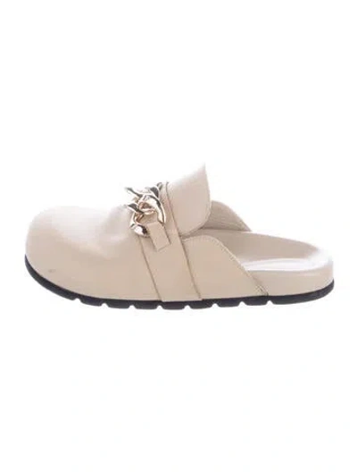 Pre-owned Alohas Leather Chain-link Accents Mules In Neutral