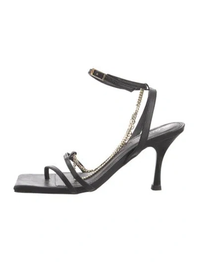 Pre-owned Alohas Leather Chain-link Accents Sandals In Black