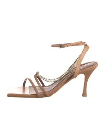 Pre-owned Alohas Leather Chain-link Accents Sandals In Neutrals