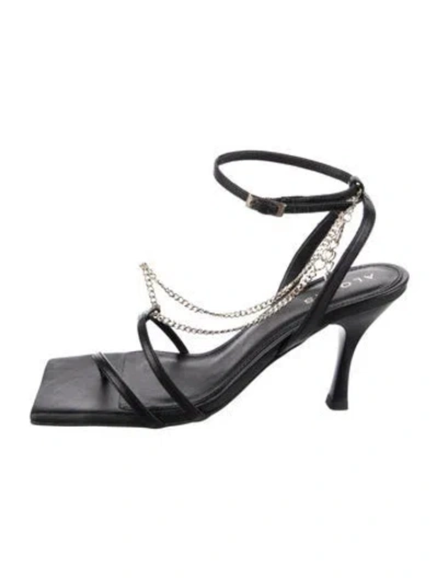 Pre-owned Alohas Leather Chain-link Accents Slingback Sandals In Black
