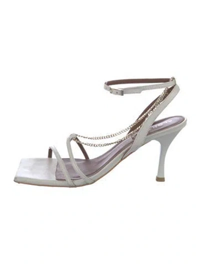 Pre-owned Alohas Leather Chain-link Accents Slingback Sandals In Neutrals