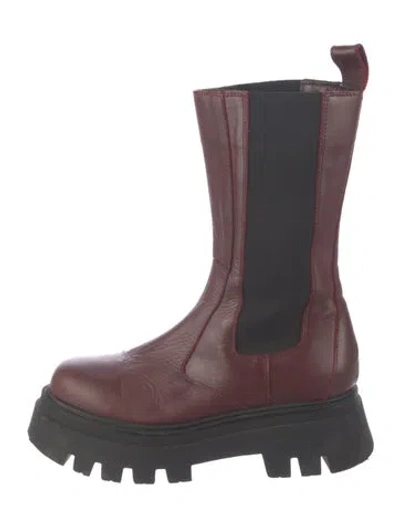Pre-owned Alohas Leather Chelsea Boots In Burgundy