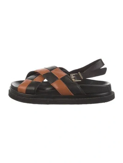 Pre-owned Alohas Leather Colorblock Pattern Sandals In Black