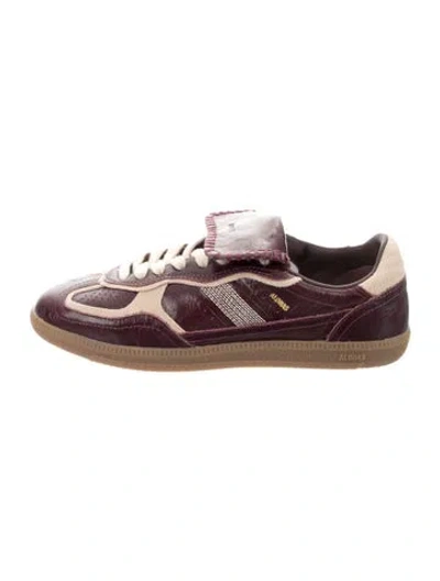 Pre-owned Alohas Leather Colorblock Pattern Sneakers In Burgundy