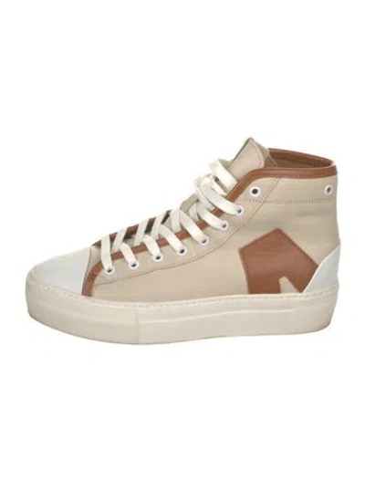 Pre-owned Alohas Leather Colorblock Pattern Sneakers In Neutrals